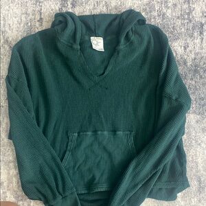Green Waffle Knit Hoodie